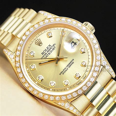 rolex gold diamond|solid gold rolex with diamonds.